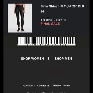 lululemon athletica Black Satin Shine HR Leggings